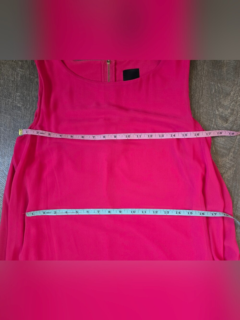 Melrose Sheer Overlay Swing Mini Shift Dress Womens 8 Bright Pink Sleeveless Flo - Picture 9 of 12
